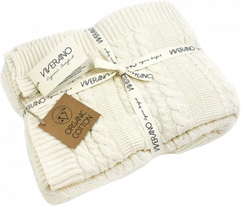 Organic Cotton Cable Knit Blanket